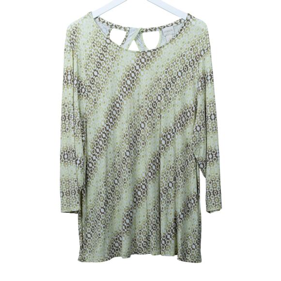 CHICOS Geometric Print Tunic Top Soft Stretchy Rayon Jersey Sz 4 XXL - Picture 1 of 8